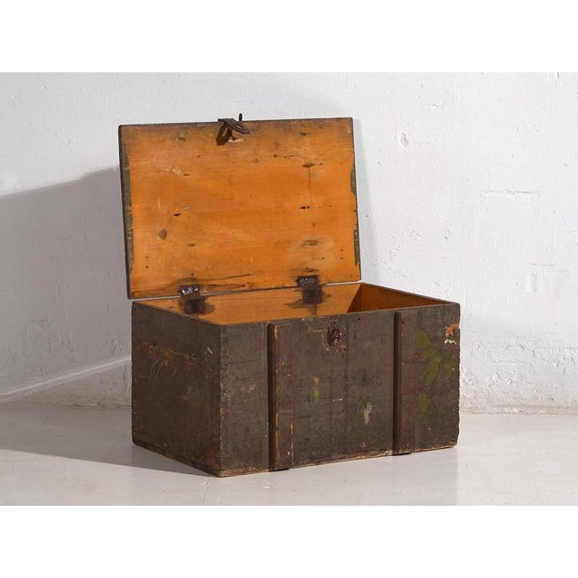 Small Antique Olive Green Chest, 1920s For Sale - Image 6 of 14