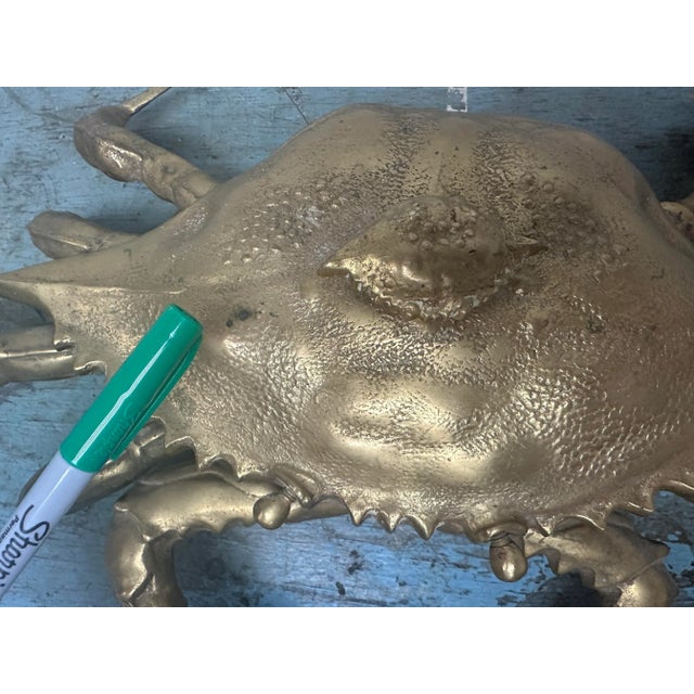 Large Vintage Brass Crab Figure Box, With Baby Crab on Back For Sale - Image 9 of 11