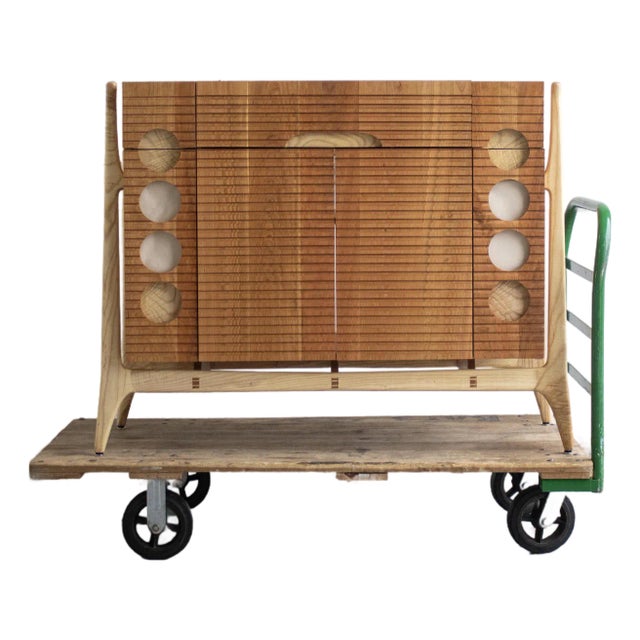 Mid-Century Modern Turntable Console in Solid Hardwood - Hank - Designed by Carter Uslabar Doersch For Sale