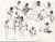 Painting on paper by English artist Ivy Attwell (1895-1985) of sailors or fishermen working on rigging sails. Attwell...