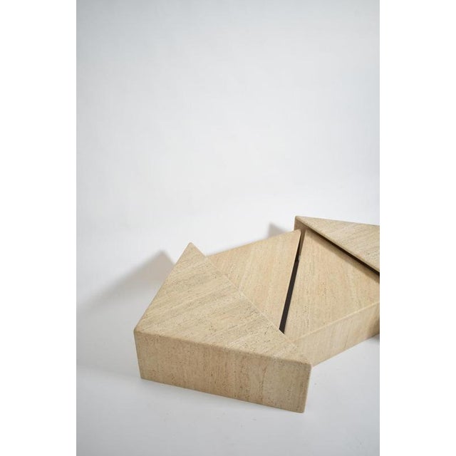1970s Vintage Modular Coffee Table in Travertine, 1970s For Sale - Image 5 of 6