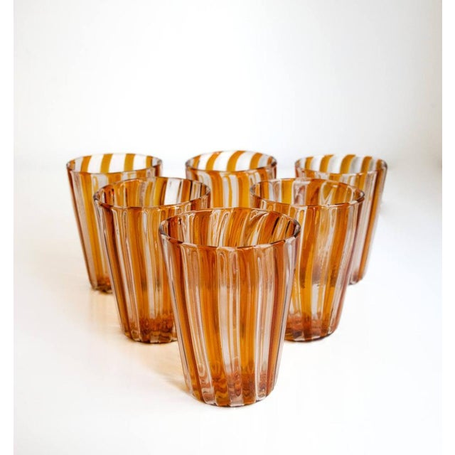 Brown Italian Murano Glassware by Angelo Ballarin for Ribes Studio, 2004, Set of 6 For Sale - Image 8 of 18