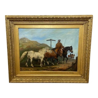 Edward Lloyd of Ellesmere (1818–1901) Important Victorian Equestrian Oil Painting Travelling to Chester (On the Road) — Dated 4 August 1874 For Sale