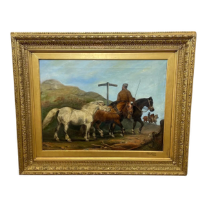 Edward Lloyd of Ellesmere (1818–1901) Important Victorian Equestrian Oil Painting Travelling to Chester (On the Road) — Dated 4 August 1874