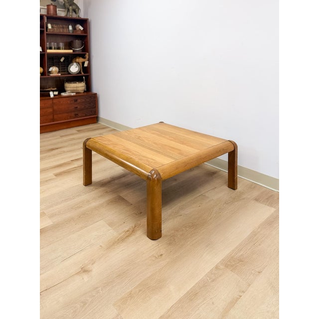 Mid-Century Modern Vintage Lane Altavista Walnut Coffee Table MCM Square Blonde Wood Round Edges For Sale - Image 3 of 12