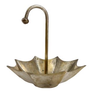 Vintage 1970s Silver-Plated Umbrella Dish Catchall For Sale