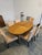 Vintage Oak Oval Extension Dining Table With 6 Tufted Upholstered Chairs For Sale - Image 4 of 4