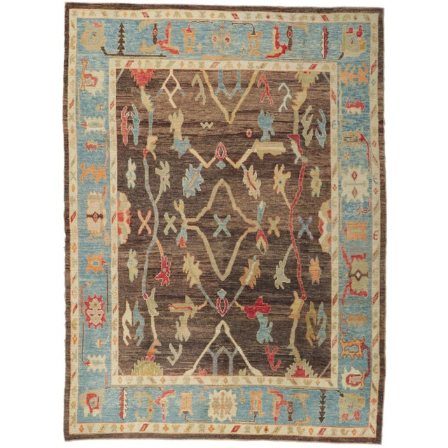 Modern Style Turkish Oushak Rug, 09'01 X 12'02 For Sale - Image 9 of 9