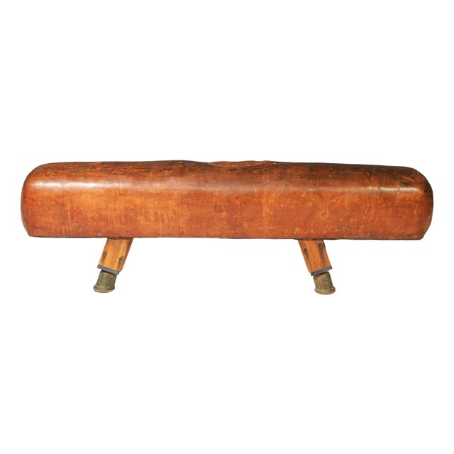 Gymnastic Leather Pommel Horse Bench, 1920s For Sale