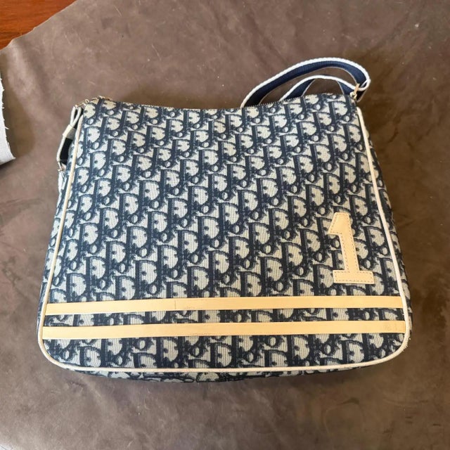 Blue 2000s Christian Dior Oblique Monogram Navy Blue Crossbody Bag For Sale - Image 8 of 18