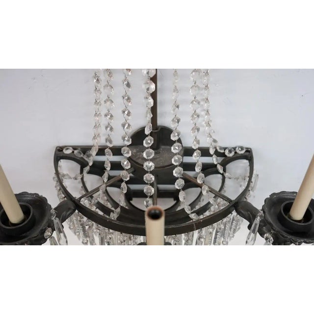 Niermann Weeks Niermann Weeks Empire Style Large Crystals and Metal Wall Sconce or Lantern For Sale - Image 4 of 12