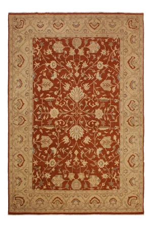 1990s Shabby Chic Kafkaz Rust/Gold Wool Rug -8'11 X 12'9