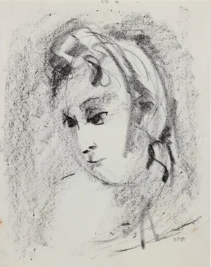 Loose Portrait Abstraction 1940-60s Charcoal