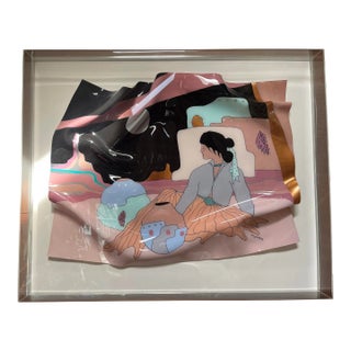Signed Alan Goldfarb Framed Glass Art Southwest Adobe Scene For Sale