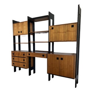 Mid Century Danish Wall Shelving Unit and Desk For Sale