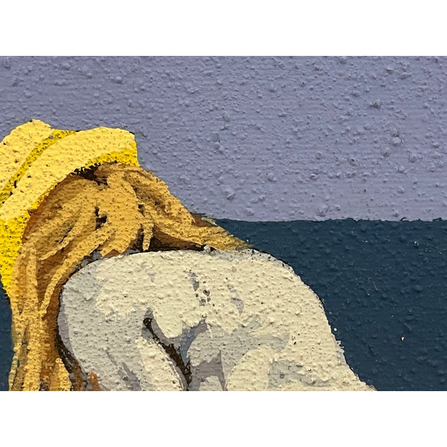 Textile Original 20 Th C Modern Coastal Art Painting on Board Signef For Sale - Image 7 of 7