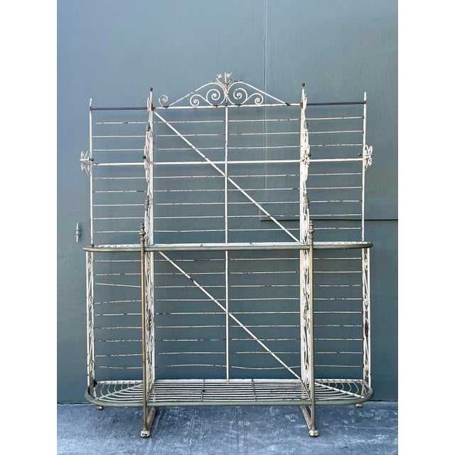 Vintage Boho French Wrought Iron and Brass Bakers Rack For Sale - Image 12 of 12