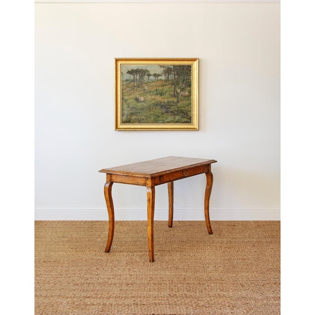 French Country 1970s Guy Chaddock Distressed English Country Writing Table For Sale - Image 3 of 6