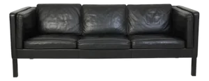 2333 Three-Seater Sofa in Black Leather by Børge Mogensen, 2000s