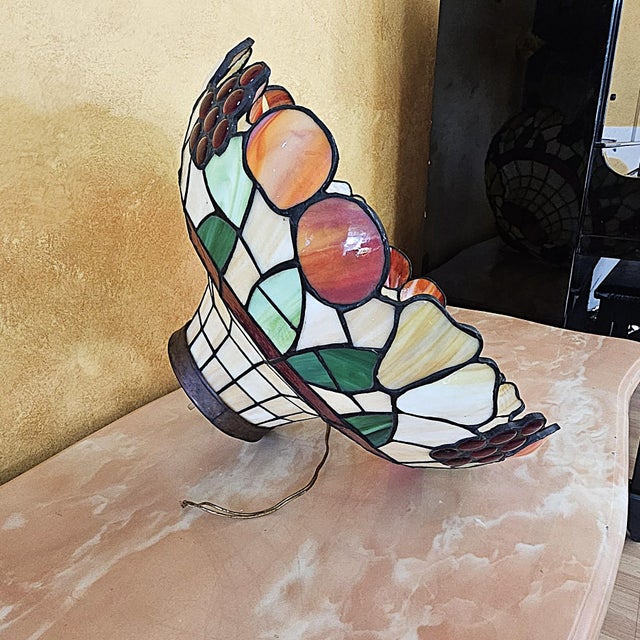 Vintage Tiffany-Style Fruit Stained Glass Hanging Pendant Shade For Sale - Image 12 of 18