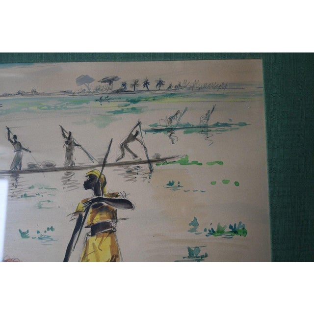 Paul Daxhelet, Africanist Scene, Mid-20th Century, Watercolor For Sale - Image 6 of 9
