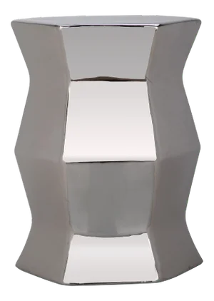 Hexagon Garden Stool in Silver