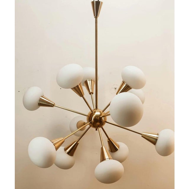 Sputnik 12-Light Chandelier in Brass and Glass For Sale - Image 9 of 18