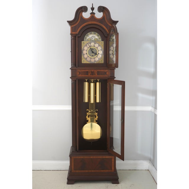 Traditional Seth Thomas Inlaid Mahogany 170th Anniversary Grandfather Clock For Sale - Image 3 of 18