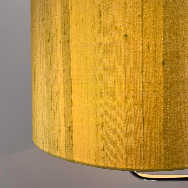 Minimalist Floor Lamp with Yellow Shade in Dupioni Silk by Florian Schulz, Germany, 1970s For Sale - Image 11 of 13