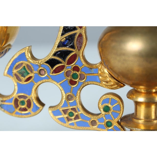 Antique Inkwell, Brass Enameled, Butterfly, Inkstand, France, 1880 For Sale - Image 12 of 15