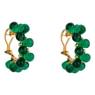 Harper Hoops, Dark Green, Pierced For Sale