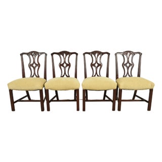 Baker Furniture Style Georgian Carved Mahogany Dining Chairs, Set of Four For Sale
