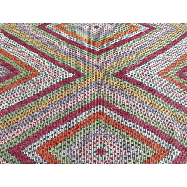 Traditional 1960s Turkish Embroidered Kilim Rug - 83"x117" For Sale - Image 3 of 13