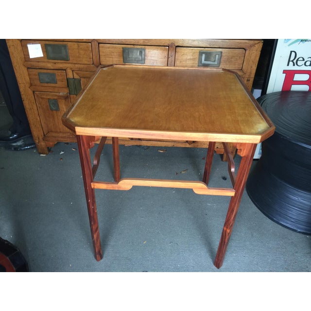 Koa Wood Side Table With Lacquer Tray 26" Chairish