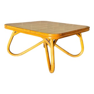 Vintage 1970s California Modern Rattan Coffee Table For Sale