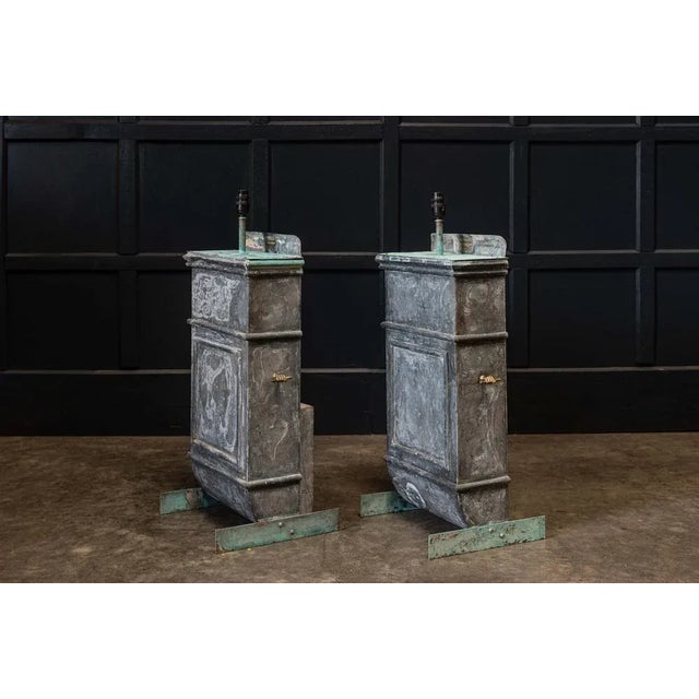 Antique 19th century english large pair london & glasgow air vent lamps, circa 1898. Brass makers plates ‘boyles air...