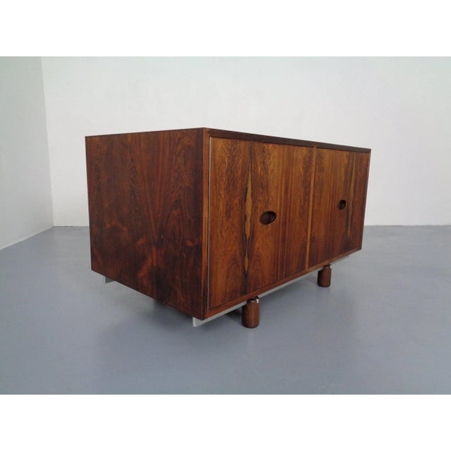 Rosewood and Leather Tambour Writing Desk by Gianfranco Frattini for Bernini, Italy, 1964 For Sale - Image 11 of 18