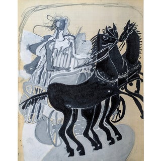 Georges Braque, Black Horses and Chariot, Color Lithograph, 1955 For Sale