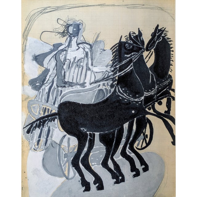 Georges Braque, Black Horses and Chariot, Color Lithograph, 1955 For Sale