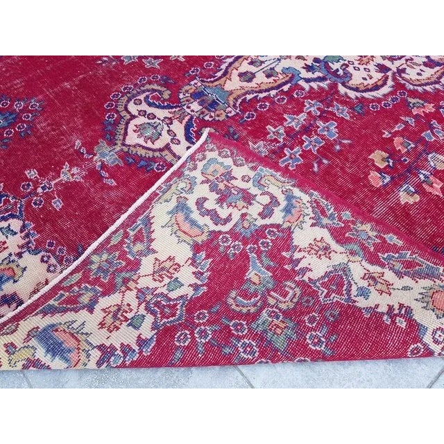 Red 1960s Oushak Decorative Anatolian Rug For Sale - Image 8 of 11