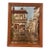 Vintage Mediterranean Village Embossed Metal Relief Wall Art Wood Framed European Scene, Mid Century For Sale