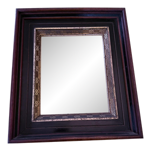 Early 20th‑Century American Walnut Mirror With Gold‑Gilt Frame