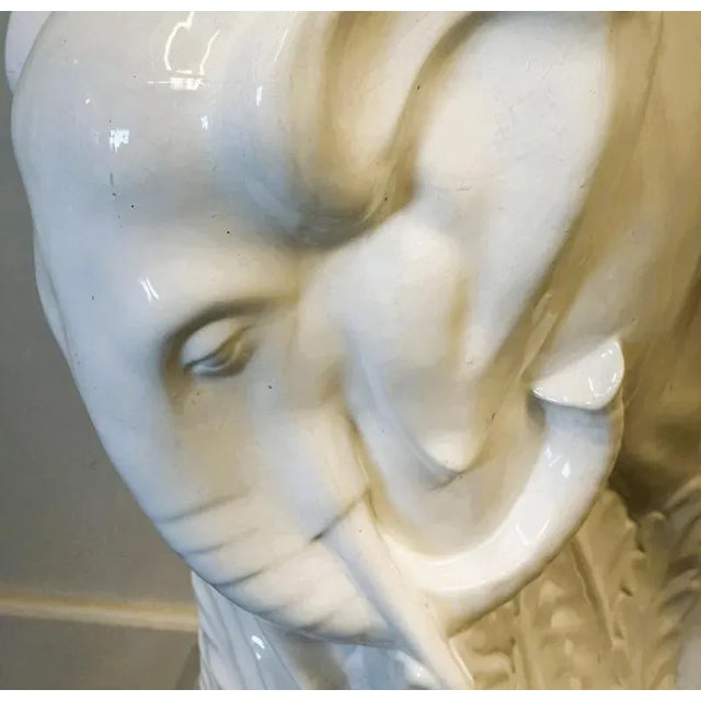 Vintage White Ceramic Elephant Umbrella Stand, 1970s For Sale - Image 6 of 12