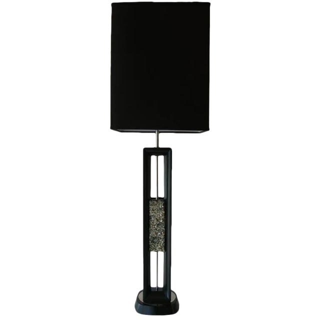 Vintage Mid Century Modern Danish Wood and Quartz Table or Desk Lamp, 1960's For Sale
