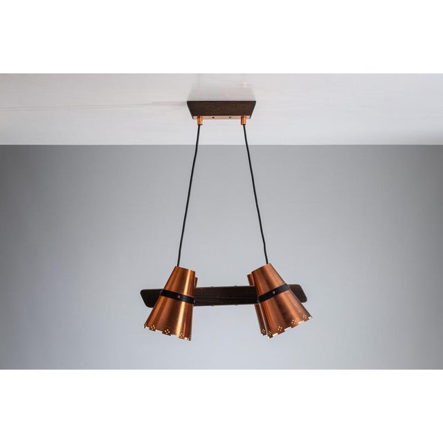 Mid-Century Modern Pendant Lamp in Dark Stained Wood, 1960s For Sale - Image 3 of 12