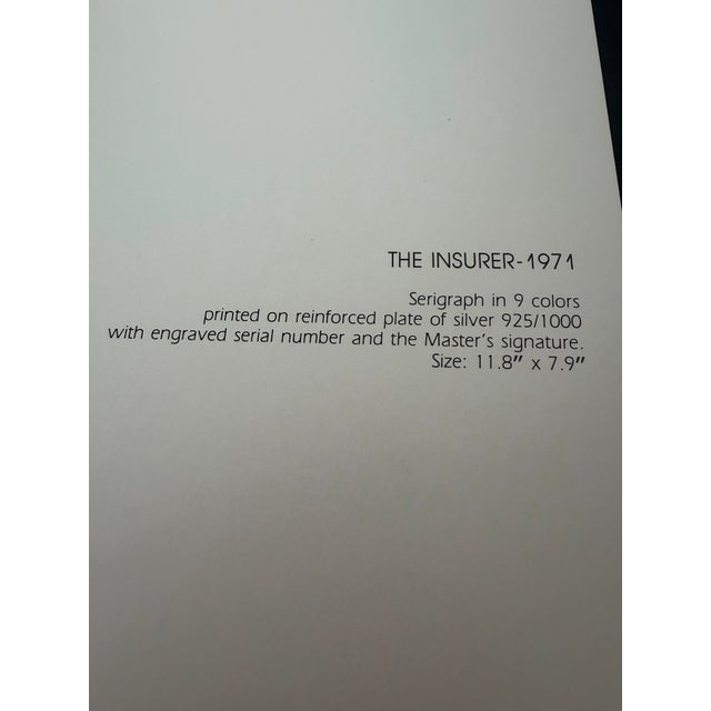 Salvador Dalí – "The Insurer" (El Asegurador) Rare 1971 .925 Sterling Silver Plated Serigraph Professions of Man Suite | Custom Gallery Framed For Sale - Image 9 of 9
