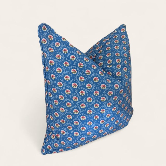 Farmhouse Vintage Pierre Deux Style Decorative Throw Pillow With Piping For Sale - Image 3 of 7