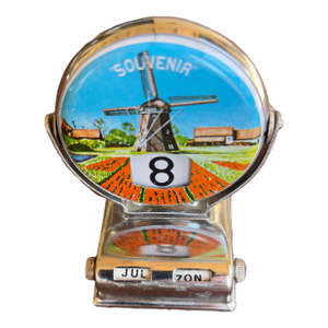 Mid Century 1960 Chrome Holland Souvenir Flip Calendar