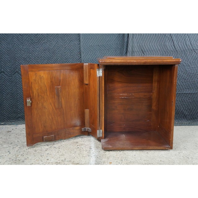 Antique Neoclassical Edwardian Walnut Singer Parlor Cabinet Dry Bar Console 30" For Sale - Image 15 of 18