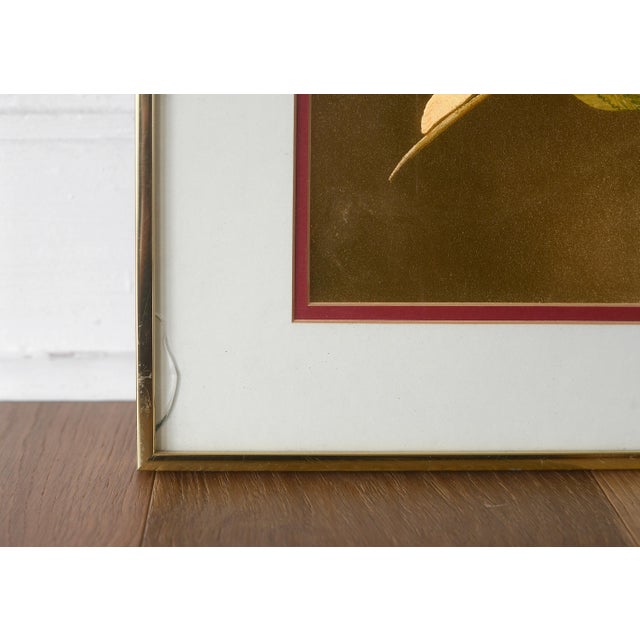 Vintage Art Nouveau Style Michelle Emblem Metallic Gold Foil Rose Nymph Framed Art For Sale - Image 11 of 13